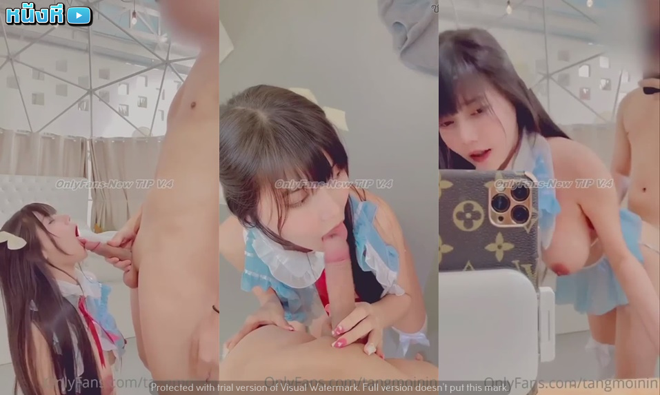 คลิปหลุด Onlyfans น้องแตงโม tangmoinin สาวไทยหน้าสวยนมใหญ่ แต่งคอสเพลย์ก้มอมควยให้พี่เทพ จับโก่งหียืนซอยด๊อกกี้หน้ากระจก กระแทกไม่ยั้งจิกหัวกระเด้าครางฟินๆ ชักน้ำแตกใส่ปาก
